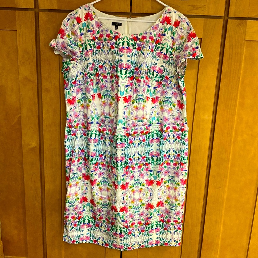 Talbots plus size midi cap  sleeve sheath dress career floral garden party